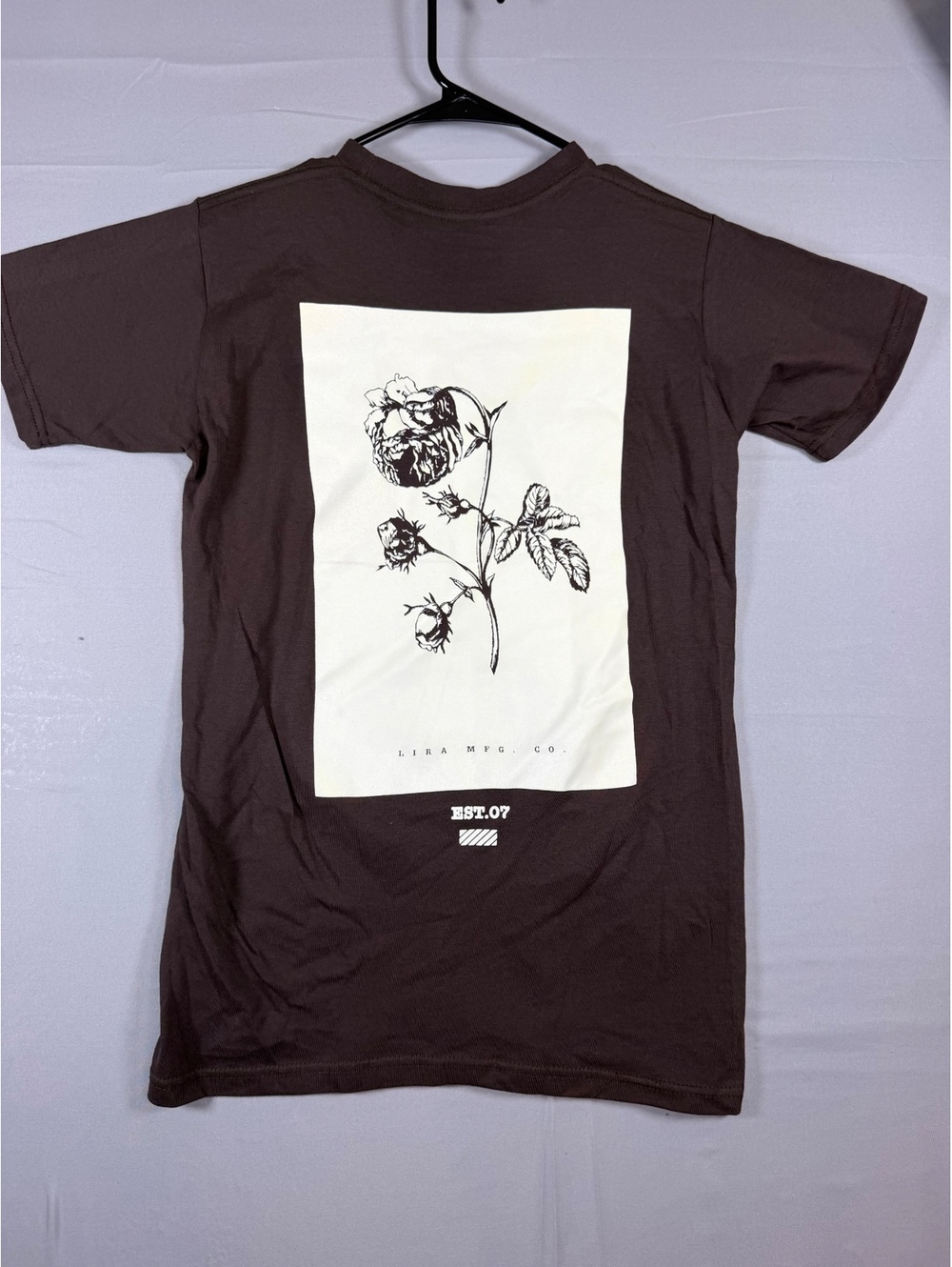 Lira MFG Co. Brown Floral Graphic T-Shirt, Size Small